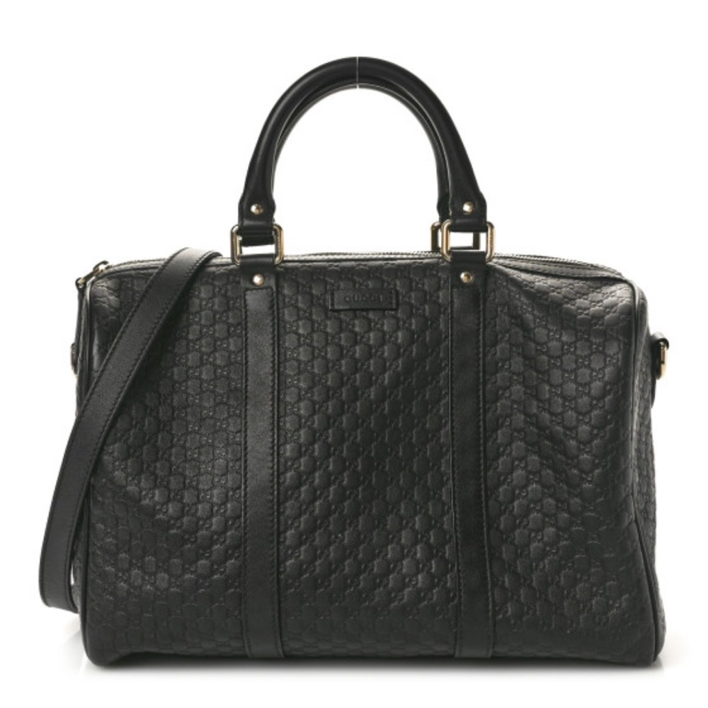 Gucci Black Leather Boston Bag